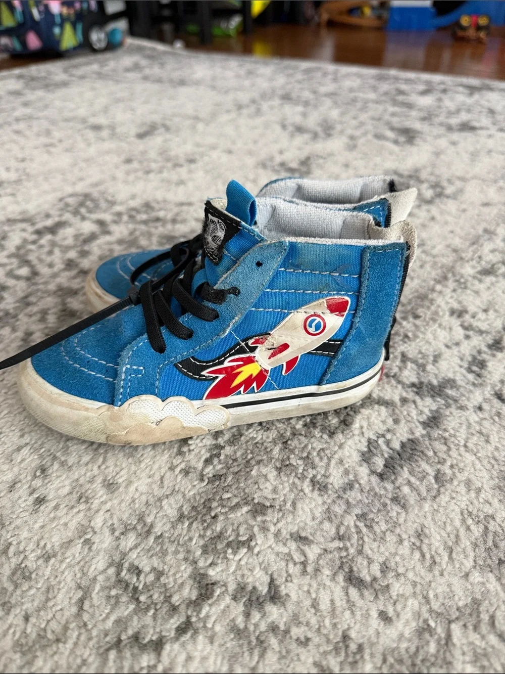 Vans Kids Blue High-Top Sneakers with Rocket Graphic